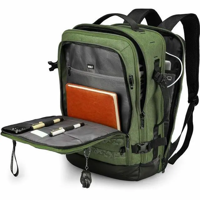 Alt view image 8 of 8 - Swissdigital BERG PRO Dark Green XL Backpack - TSA-Friendly Backpack with USB Charging Port -RFID Protection Pocket  Trolley Sleeve for Easy Travel  SD16489510-23