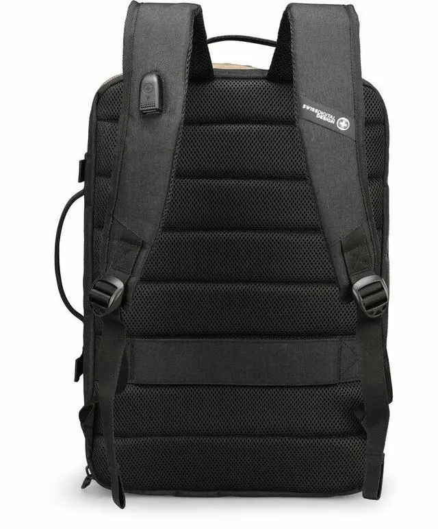 Alt view image 2 of 7 - Swissdigital BERG PRO Khaki XL Backpack - TSA-Friendly Backpack with USB Charging Por - RFID Protection Pocket - Trolley Sleeve for Easy Travel - Padded Laptop Compartment   SD16489510-74
