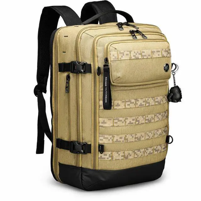 Alt view image 3 of 7 - Swissdigital BERG PRO Khaki XL Backpack - TSA-Friendly Backpack with USB Charging Por - RFID Protection Pocket - Trolley Sleeve for Easy Travel - Padded Laptop Compartment   SD16489510-74
