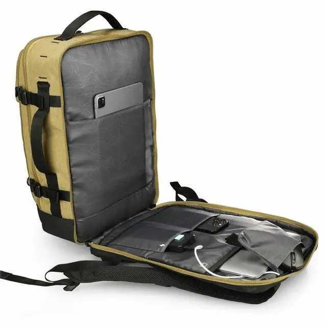 Alt view image 4 of 7 - Swissdigital BERG PRO Khaki XL Backpack - TSA-Friendly Backpack with USB Charging Por - RFID Protection Pocket - Trolley Sleeve for Easy Travel - Padded Laptop Compartment   SD16489510-74