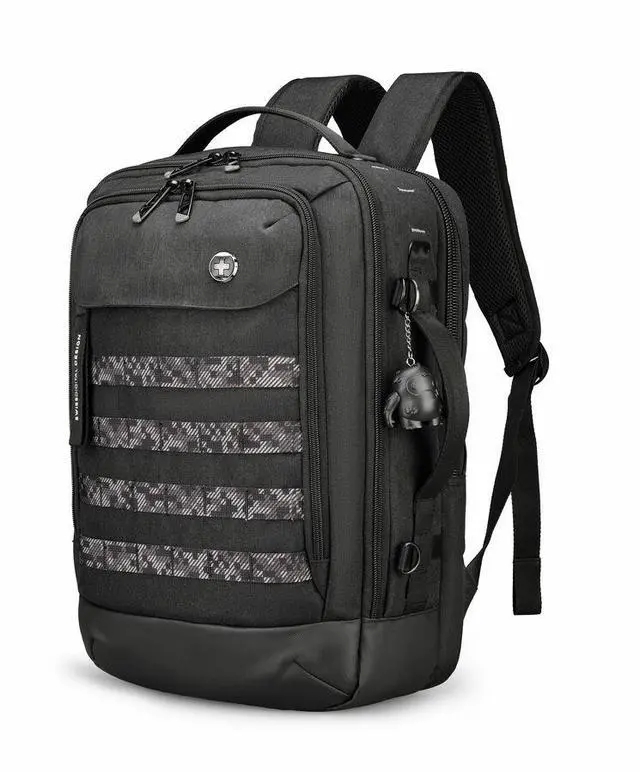 Main image of Swissdigital BERG Black L Backpack - Durable - TSA-Friendly Bag with Patented USB Charging Port - RFID Protection Pocket, -Trolley Sleeve for Easy Travel SD1647-01