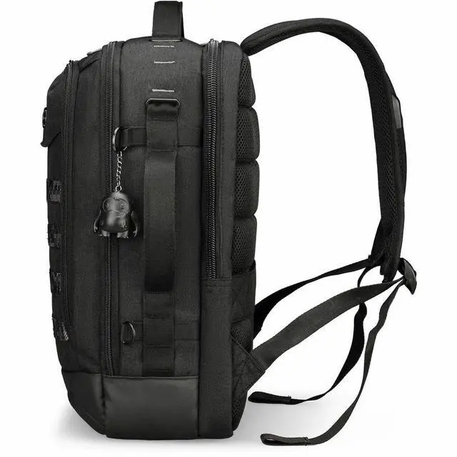 Alt view image 3 of 9 - Swissdigital BERG Black L Backpack - Durable - TSA-Friendly Bag with Patented USB Charging Port - RFID Protection Pocket, -Trolley Sleeve for Easy Travel SD1647-01
