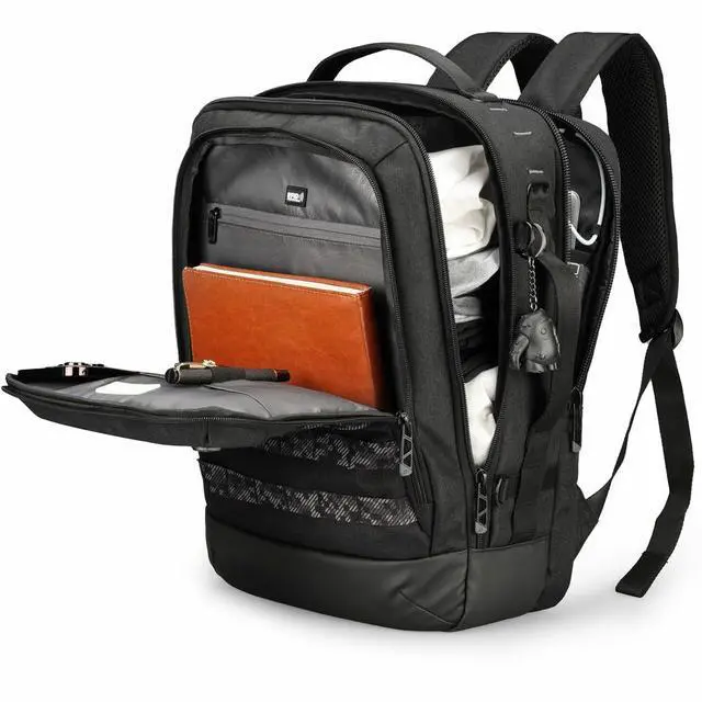 Alt view image 6 of 9 - Swissdigital BERG Black L Backpack - Durable - TSA-Friendly Bag with Patented USB Charging Port - RFID Protection Pocket, -Trolley Sleeve for Easy Travel SD1647-01