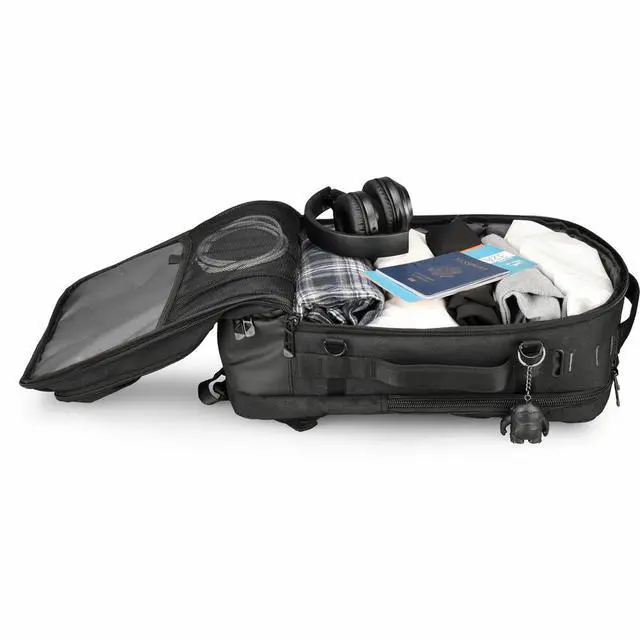 Alt view image 8 of 9 - Swissdigital BERG Black L Backpack - Durable - TSA-Friendly Bag with Patented USB Charging Port - RFID Protection Pocket, -Trolley Sleeve for Easy Travel SD1647-01