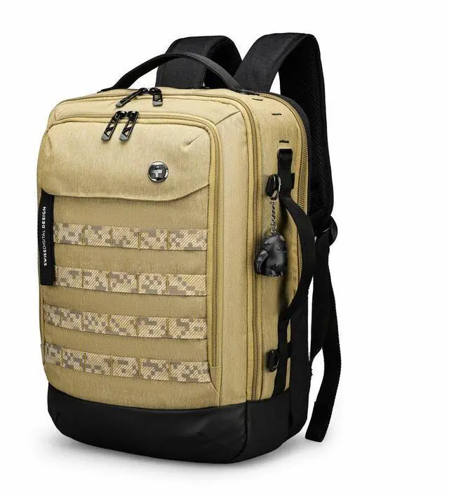 Main image of Swissdigital BERG Dark Khaki L Backpack - Durable - TSA-Friendly Bag with Patented USB Charging Port - RFID Protection Pocket - Padded Laptop Compartment that Fits up to 16" Laptop  SD1647-74