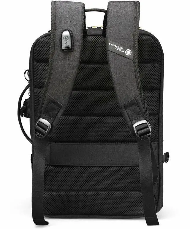 Alt view image 2 of 9 - Swissdigital BERG Dark Khaki L Backpack - Durable - TSA-Friendly Bag with Patented USB Charging Port - RFID Protection Pocket - Padded Laptop Compartment that Fits up to 16" Laptop  SD1647-74