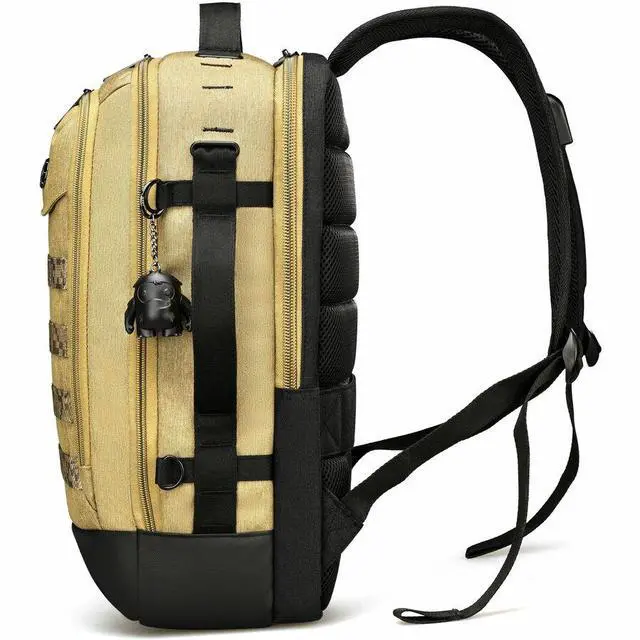 Alt view image 3 of 9 - Swissdigital BERG Dark Khaki L Backpack - Durable - TSA-Friendly Bag with Patented USB Charging Port - RFID Protection Pocket - Padded Laptop Compartment that Fits up to 16" Laptop  SD1647-74
