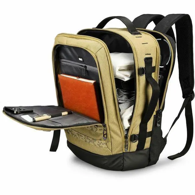 Alt view image 5 of 9 - Swissdigital BERG Dark Khaki L Backpack - Durable - TSA-Friendly Bag with Patented USB Charging Port - RFID Protection Pocket - Padded Laptop Compartment that Fits up to 16" Laptop  SD1647-74
