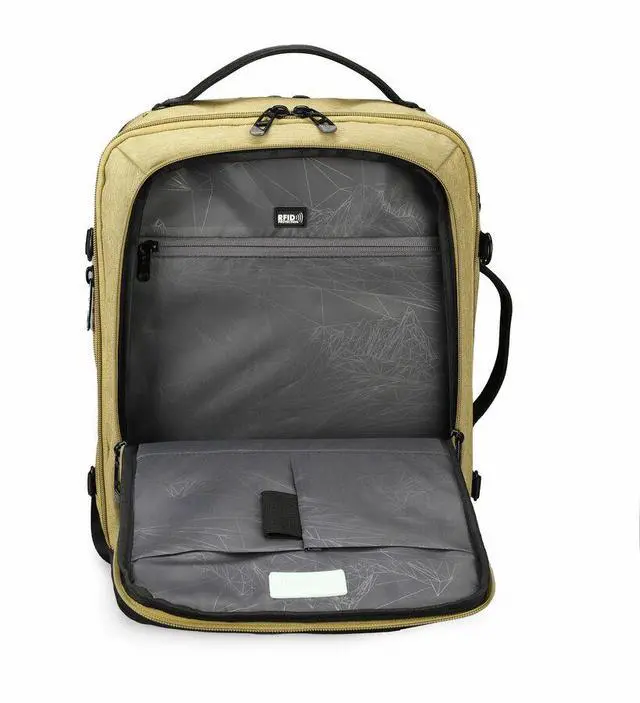 Alt view image 7 of 9 - Swissdigital BERG Dark Khaki L Backpack - Durable - TSA-Friendly Bag with Patented USB Charging Port - RFID Protection Pocket - Padded Laptop Compartment that Fits up to 16" Laptop  SD1647-74