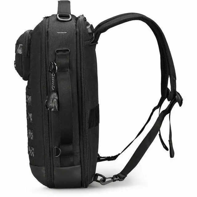 Alt view image 4 of 9 - Swissdigital BERG Black Hybrid Briefcase - USB Charging Port with Integrated Cable - RFID Protection Pocket - Padded Laptop Compartment Fits up to 16"  SD1649-01