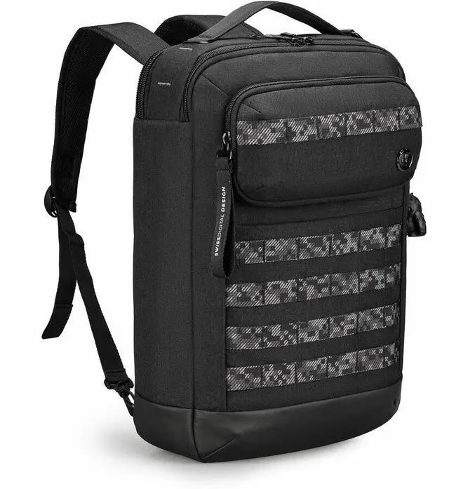 Alt view image 5 of 9 - Swissdigital BERG Black Hybrid Briefcase - USB Charging Port with Integrated Cable - RFID Protection Pocket - Padded Laptop Compartment Fits up to 16"  SD1649-01