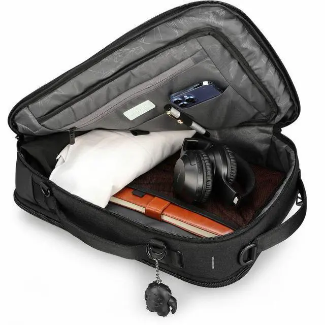 Alt view image 6 of 9 - Swissdigital BERG Black Hybrid Briefcase - USB Charging Port with Integrated Cable - RFID Protection Pocket - Padded Laptop Compartment Fits up to 16"  SD1649-01