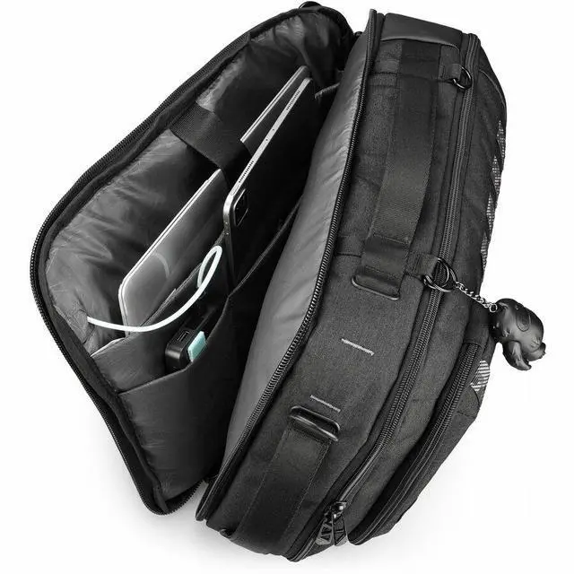 Alt view image 7 of 9 - Swissdigital BERG Black Hybrid Briefcase - USB Charging Port with Integrated Cable - RFID Protection Pocket - Padded Laptop Compartment Fits up to 16"  SD1649-01