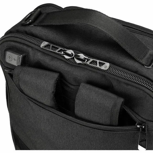 Alt view image 9 of 9 - Swissdigital BERG Black Hybrid Briefcase - USB Charging Port with Integrated Cable - RFID Protection Pocket - Padded Laptop Compartment Fits up to 16"  SD1649-01