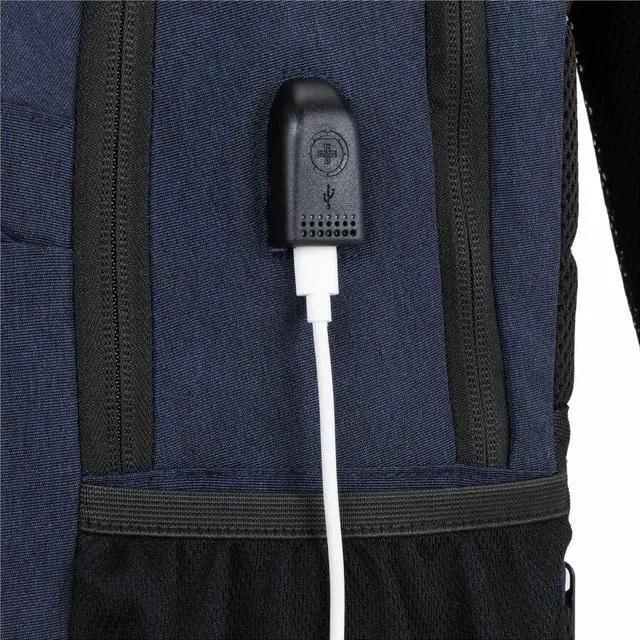Alt view image 7 of 7 - Swissdigital BIBERSTEIN Dark Blue Backpack - Stylish, Durable Bag with USB Charging Port - RFID Protection Pocket - Padded Compartment for Laptops 17"  SD1636-12