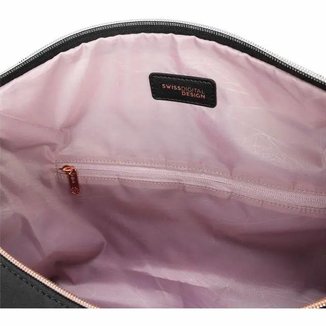 Alt view image 7 of 8 - Swissdigital KATY ROSE NG Black Duffle Bag - Stylish, Eco-Friendly Fabric with Multiple Storage Options, Perfect for Students, Professionals, and Everyday Use  SD5527-01