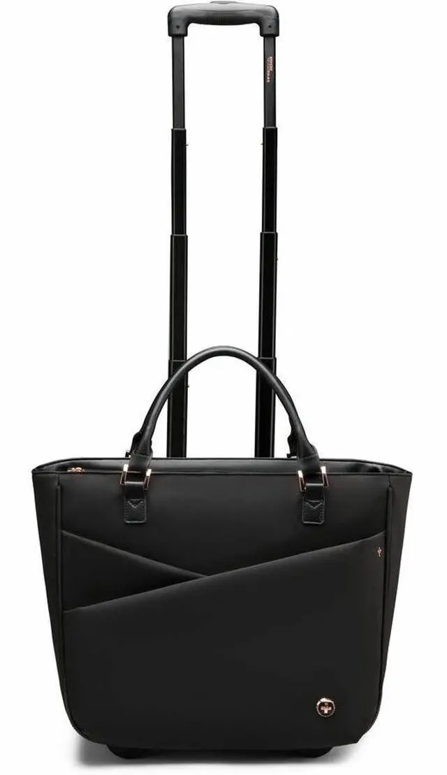 Alt view image 2 of 7 - Swissdigital KATY ROSE NG Black Tote Cabin  - LED - USB Charging Port - RFID Protection Pocket - LED Light - Eco-Friendly Fabric - Padded Laptop Compartment for 17" Laptop  SD4528L-01