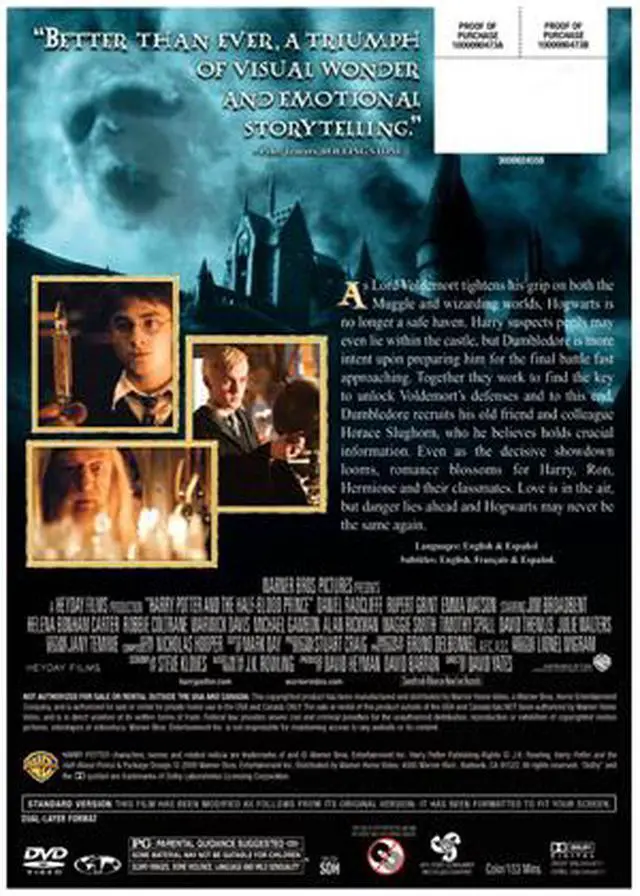 Alt view image 2 of 2 - Harry Potter and the Half-Blood Prince (DVD / Full-Screen Edition) Daniel Radcliffe, Rupert Grint, Emma Watson, Jim Broadbent, Elarica Gallacher