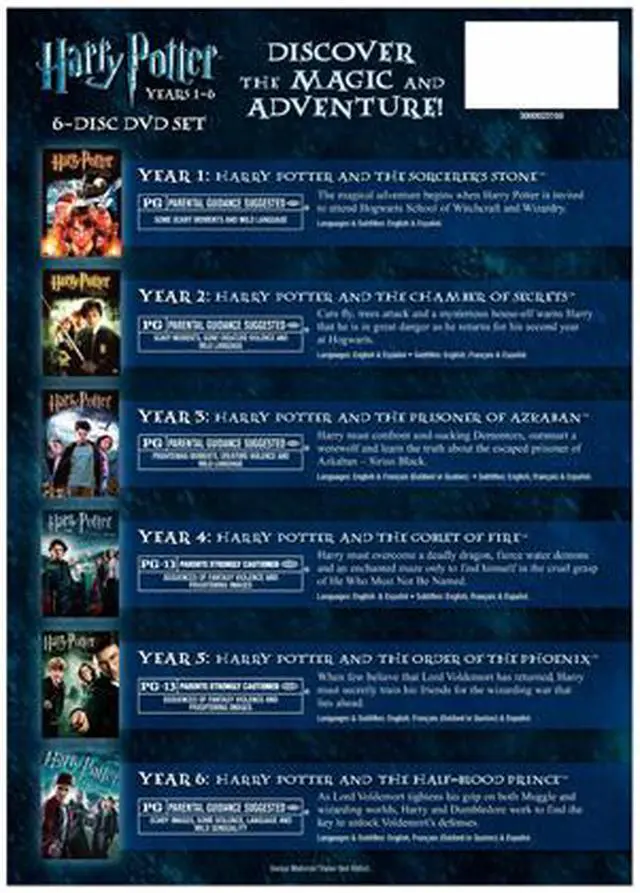 Alt view image 2 of 2 - Harry Potter: Years 1-6 (DVD / FS / Giftset / Box set) Daniel Radcliffe, Rupert Grint, Emma Watson