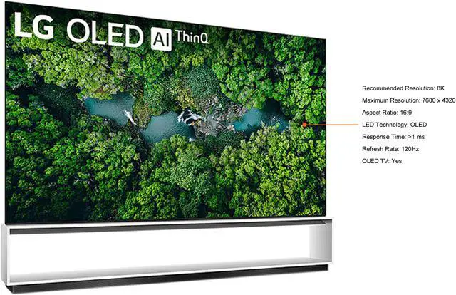 Alt view image 5 of 9 - LG OLED88ZXPUA 8K Smart OLED TV w/ AI ThinQ (2020)