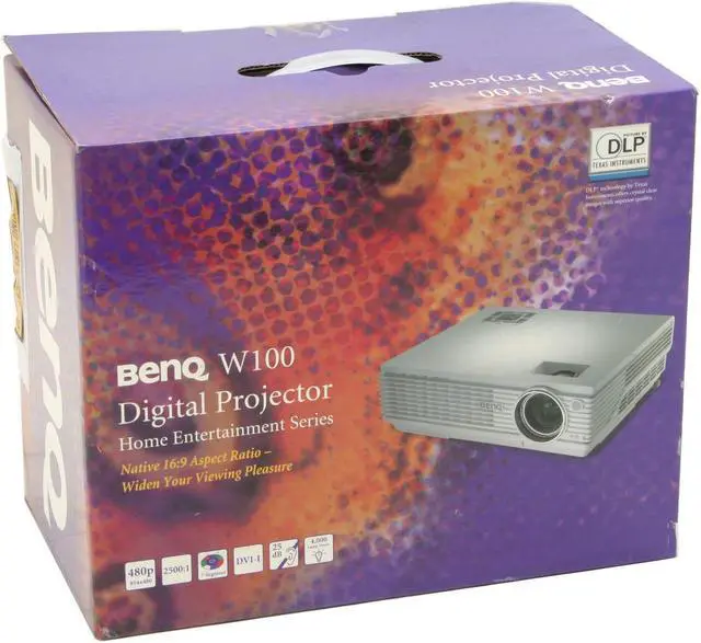 Alt view image 11 of 11 - BenQ W100 854 x 480 DLP Home Theater Projector 1300 ANSI Lumens 2500:1