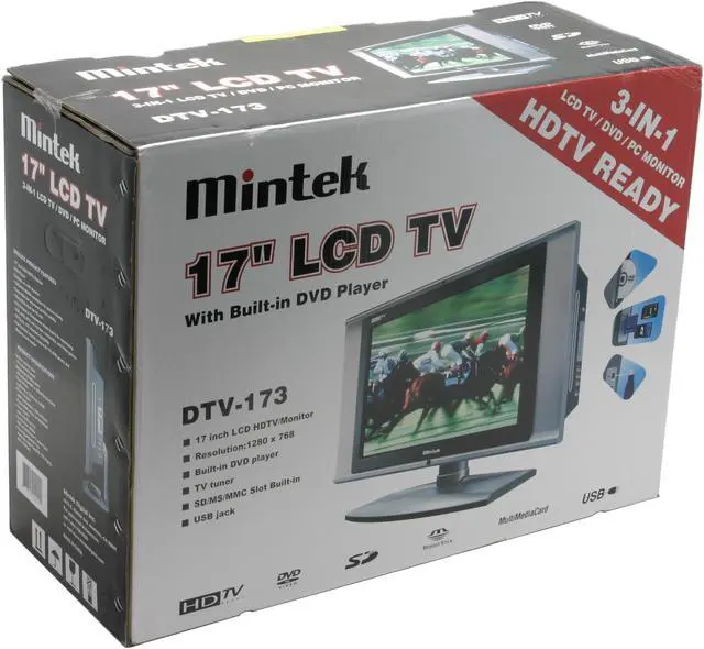 Alt view image 13 of 14 - Mintek DTV-173 17" Silver LCD HDTV w/ Built-in DVD Player, USB, 3in1 Card Reader