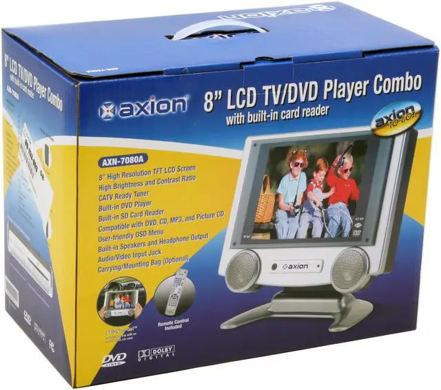 Alt view image 14 of 14 - axion AXN7080A 8" Silver 4:3 LCD TV with Slot-in DVD Player