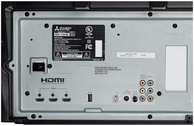 Alt view image 6 of 7 - MITSUBISHI ELECTRIC WD-73640 73" 16:9 Black DLP Home Cinema TV