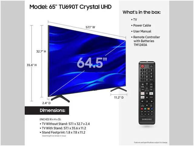 Alt view image 5 of 11 - Samsung 65" Class TU690T Crystal UHD 4K Smart TV powered by Tizen™ (UN65TU690TFXZA, 2023)