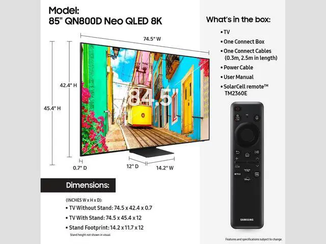 Alt view image 10 of 10 - Samsung 85" Class QN800D Series Neo 8K QLED Tizen™ Smart TV (QN85QN800DFXZA, 2024)