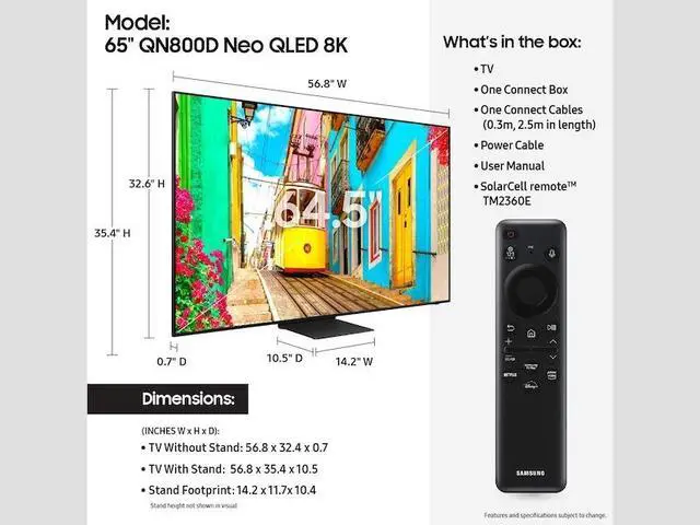 Alt view image 6 of 10 - Samsung 65" Class QN800D Series Neo 8K QLED Tizen™ Smart TV (QN65QN800DFXZA, 2024)