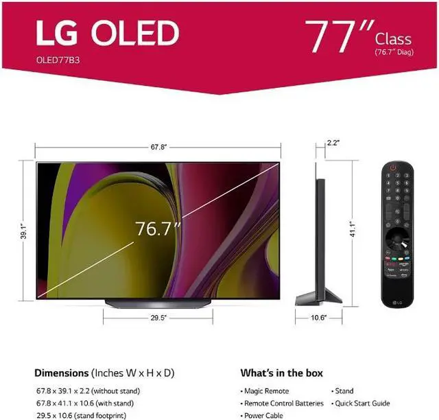 Alt view image 8 of 8 - LG 77 Inch Class B3 series OLED 4K UHD Smart webOS 23 w/ ThinQ AI TV (OLED77B3PUA, 2023)