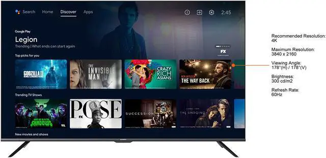 Alt view image 3 of 3 - Skyworth UC7500 Series 55" 4K 60Hz Android Smart TV