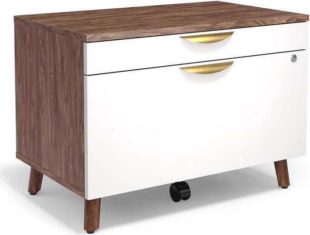 MidMod Lateral File Cabinet, 2-Drawers: Box/File, Legal/Letter, White/Espresso, 29.4