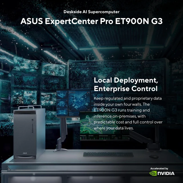Alt view image 6 of 10 - ASUS ExpertCenter Pro ET900N G3 AI Workstation NVIDIA GB300 Grace 72 Core CPU 496GB LPDDR5X RAM Blackwell GPU 252GB HBM3E 2x 400 Gb/s QSFP ports, 1x 10 Gb/s LAN port, 2x 2TB M.2 Single 1600W PSU