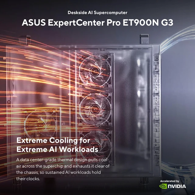 Alt view image 8 of 10 - ASUS ExpertCenter Pro ET900N G3 AI Workstation NVIDIA GB300 Grace 72 Core CPU 496GB LPDDR5X RAM Blackwell GPU 252GB HBM3E 2x 400 Gb/s QSFP ports, 1x 10 Gb/s LAN port, 2x 2TB M.2 Single 1600W PSU