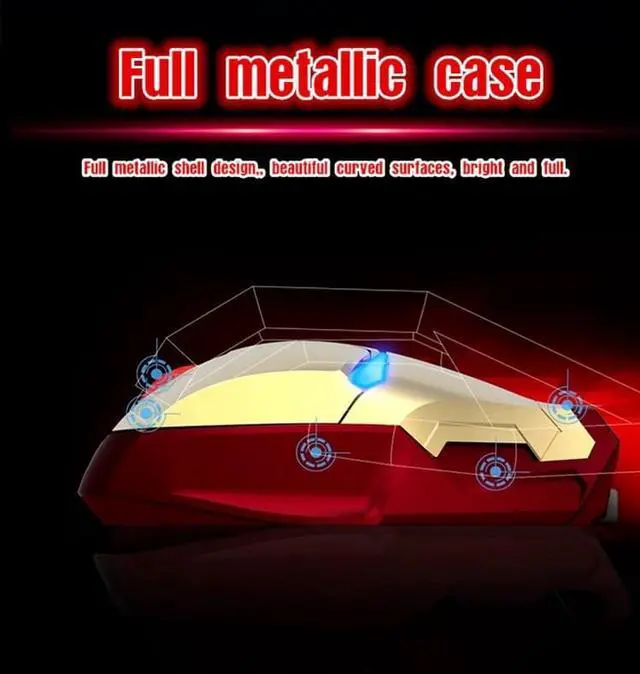 Alt view image 3 of 7 - Iron Man Mouse silent chlick Wireless Mouse Wireless Gaming Mouse Mute Button800/1200/1600 Wireless Gaming Mouse