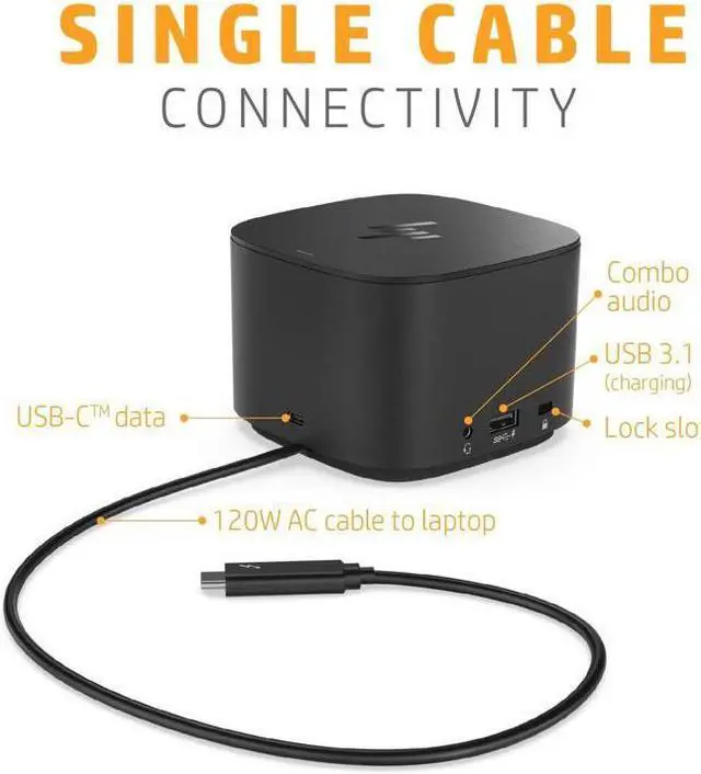 Alt view image 4 of 6 - HP Thunderbolt Dock 120W with HDMI Adapter, Universal USB-C Docking Station 6HP48AA#ABL New OpenBox