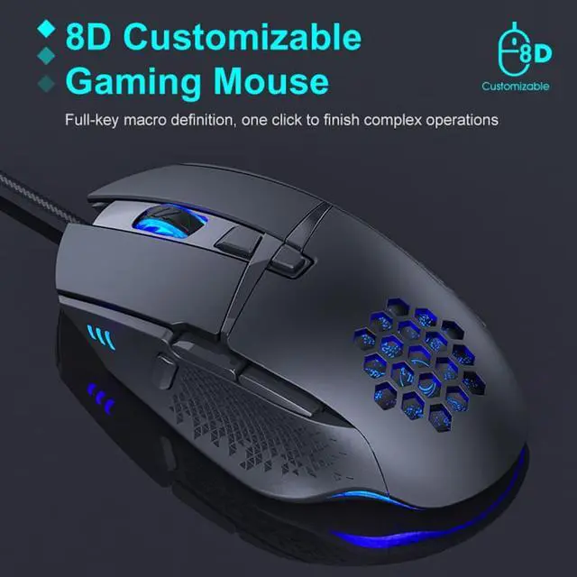 Alt view image 6 of 7 - Wired Gaming Mouse Computer Ergonomic Mouse 8 Button 7200DPI USB Gamer Mause With Backlight Optical Silent Mice For Laptop PC