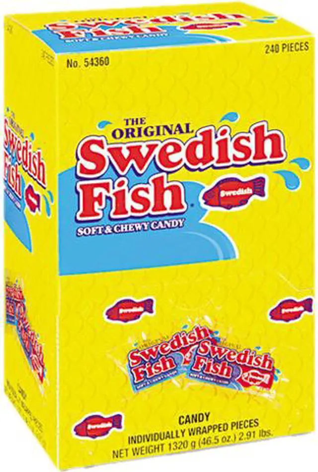 Main image of Swedish Fish 43146 Grab-and-Go Candy Snacks In Reception Box, 240 Pieces/Box