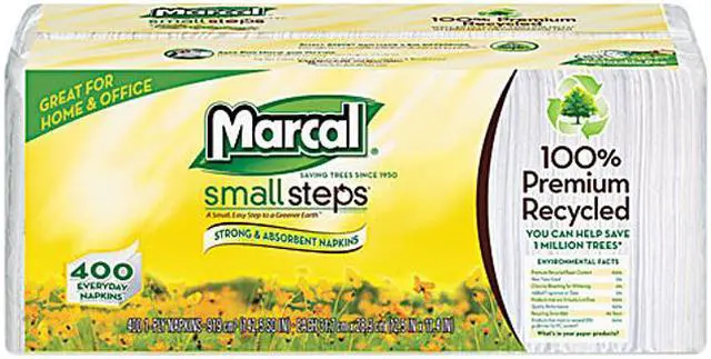 Main image of Marcal Small Steps 6506 100% Premium Recycled Luncheon Napkins,12-1/2 x 11-2/5, White, 2400/Carton