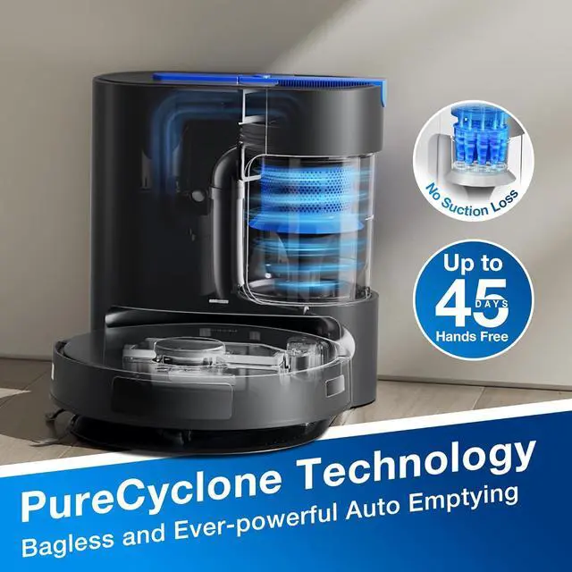 Alt view image 2 of 9 - ECOVACS DEEBOT N20 PRO PLUS Robot Vacuum and Mop (8000Pa Suction) Bagless Self-Emptying Station, 45-Day Capacity, 300min Runtime