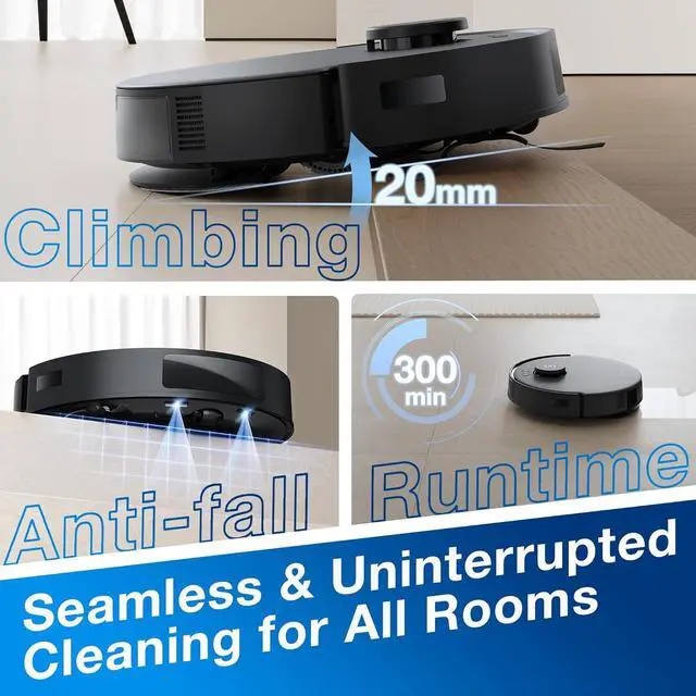 Alt view image 8 of 9 - ECOVACS DEEBOT N20 PRO PLUS Robot Vacuum and Mop (8000Pa Suction) Bagless Self-Emptying Station, 45-Day Capacity, 300min Runtime