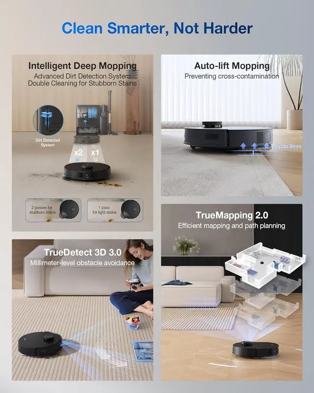 Alt view image 7 of 8 - ECOVACS Robotics - T30S COMBO COMPLETE Robot Vacuum & Mop plus Cordless Handheld Stick Vac (OZT3MXCP)