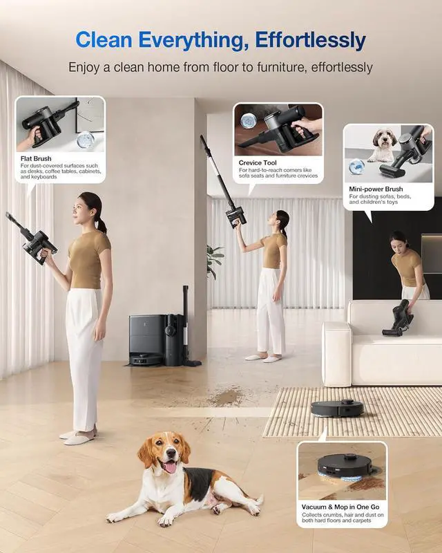 Alt view image 2 of 8 - ECOVACS Robotics - T30S COMBO COMPLETE Robot Vacuum & Mop plus Cordless Handheld Stick Vac (OZT3MXCP)