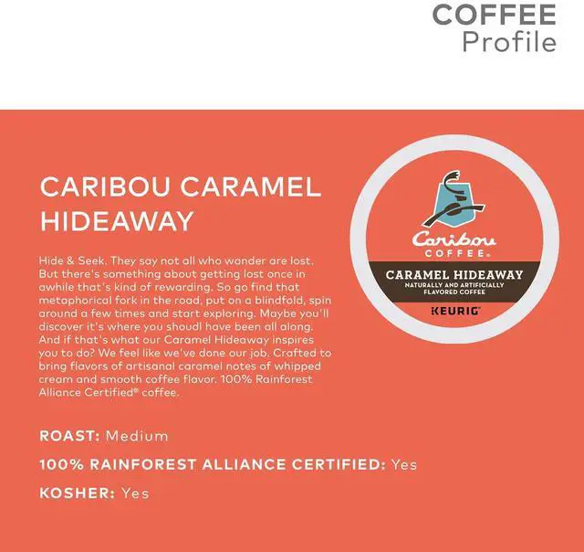 Alt view image 4 of 7 - Caribou Coffee Caramel Hideaway, Single-Serve Keurig K-Cup Pods, Flavored Coffee, 24 Count