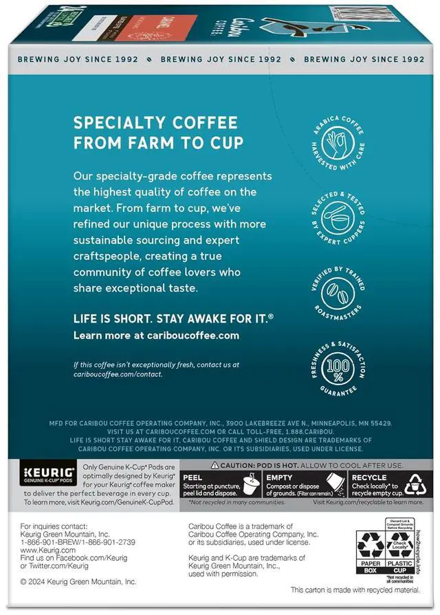 Alt view image 16 of 17 - Caribou Coffee Caramel Hideaway, Single-Serve Keurig K-Cup Pods, Medium Roast Coffee, 24 Count/Box