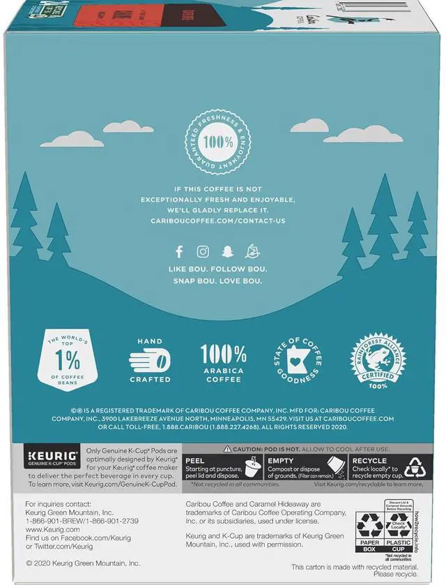 Alt view image 17 of 17 - Caribou Coffee Caramel Hideaway, Single-Serve Keurig K-Cup Pods, Medium Roast Coffee, 24 Count/Box