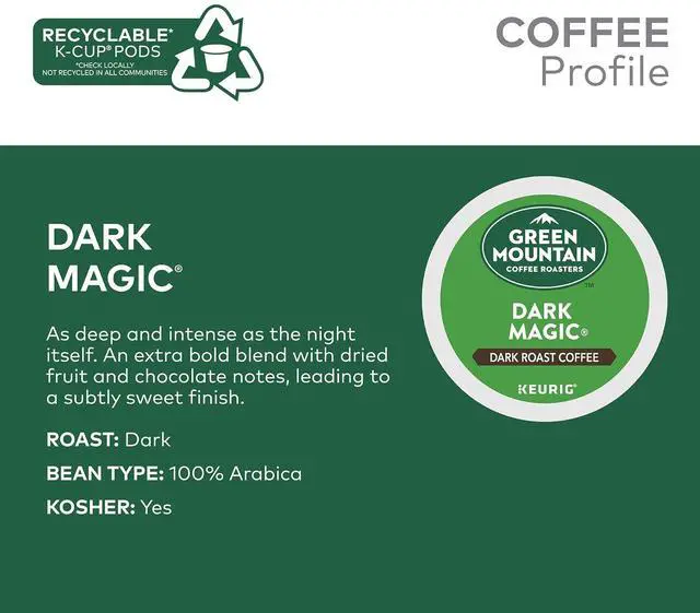 Alt view image 2 of 3 - Green Mountain Coffee Roasters Dark Magic, Single-Serve Keurig K-Cup Pods, Dark Roast Coffee, 24 Count/Box (9530)