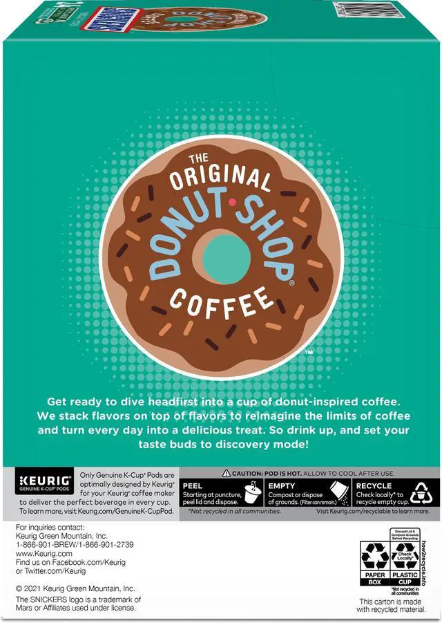 Alt view image 4 of 5 - The Original Donut Shop Snickers Medium Roast Coffee Keurig - K-Cup Coffee Pods 24ct